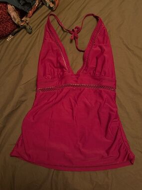 Dark Pink Halter Tankini Swim Top